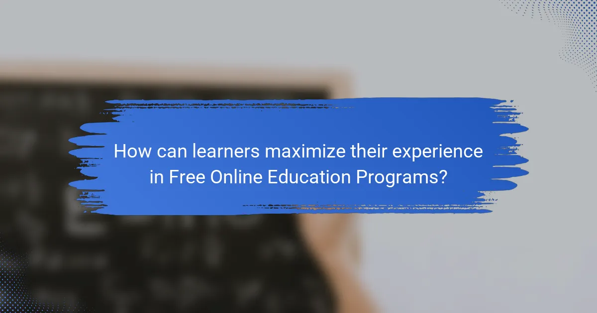How can learners maximize their experience in Free Online Education Programs?