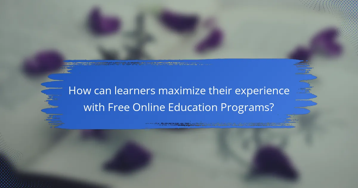 How can learners maximize their experience with Free Online Education Programs?