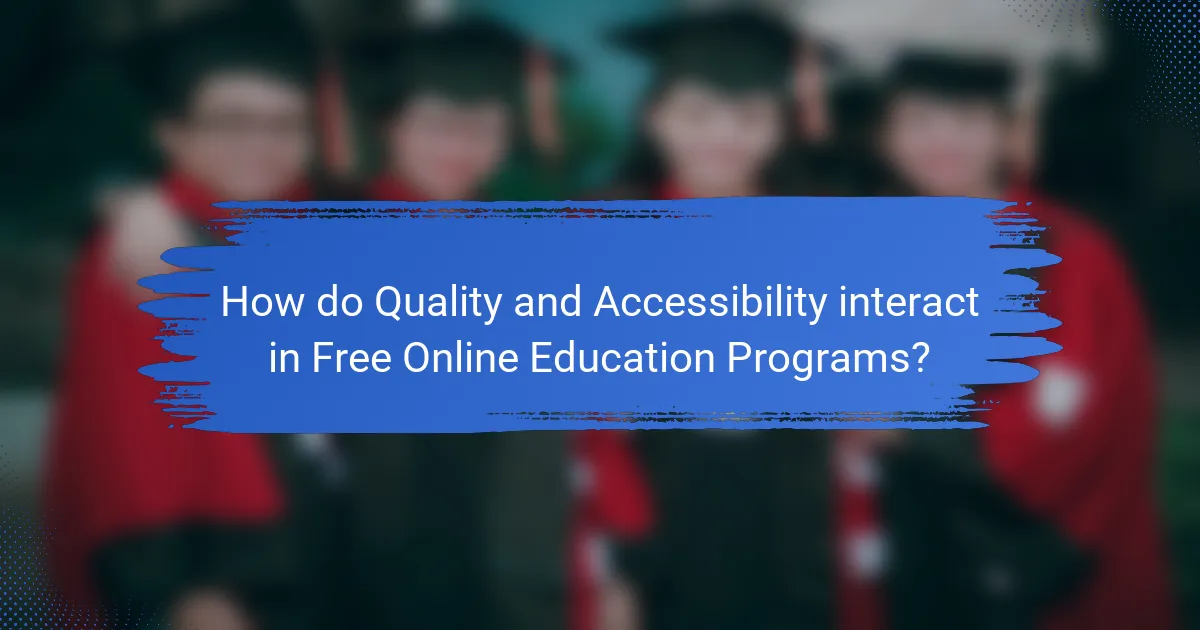 How do Quality and Accessibility interact in Free Online Education Programs?